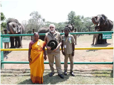 PM Modi meets The Elephant Whisperers' couple Bomman, Bellie