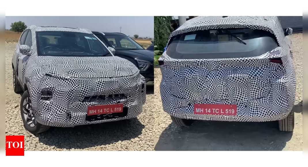 Tata Nexon facelift spied up-close: Split-LED headlights & more premium ...