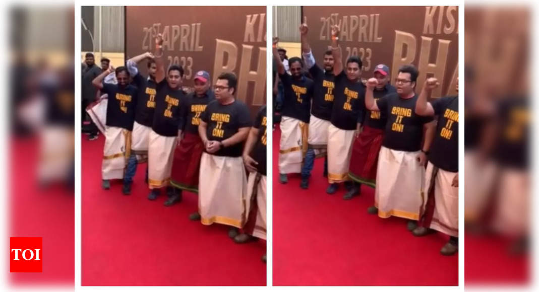 Ahead of the trailer launch of ‘Kisi Ka Bhai Kisi Ki Jaan, fans dressed in lungi cheer for Salman Khan at the event – See photos – Times of India