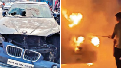 BMW catches fire, off-duty fireman swings into action in Pune