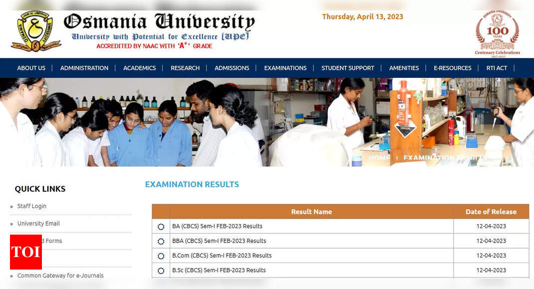 OU Degree Results 2023 Osmania University Results 2023 announced for B