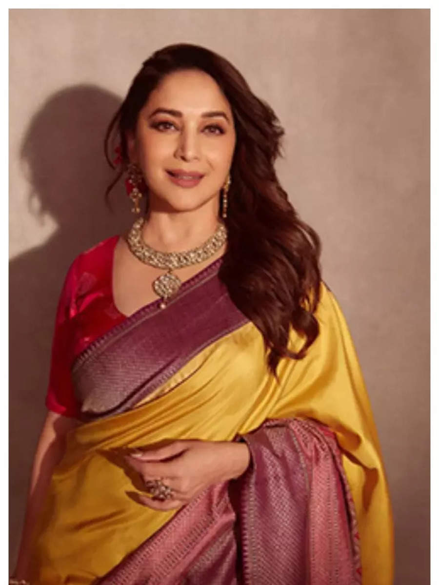 Madhuri Dixit Nenes Breathtaking Saree Looks Times Of India 