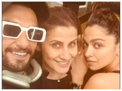 Deepika's gym selfie with Ranveer, trainer