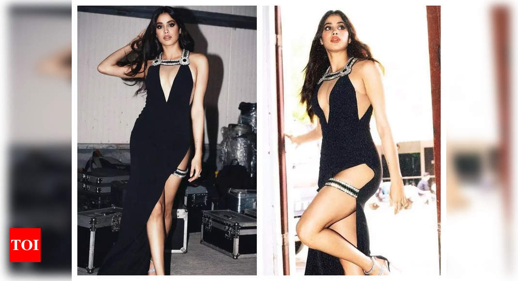 Janhvi Kapoor sets the internet on fire in her black thigh-slit dress with a plunging neckline – See photos – Times of India