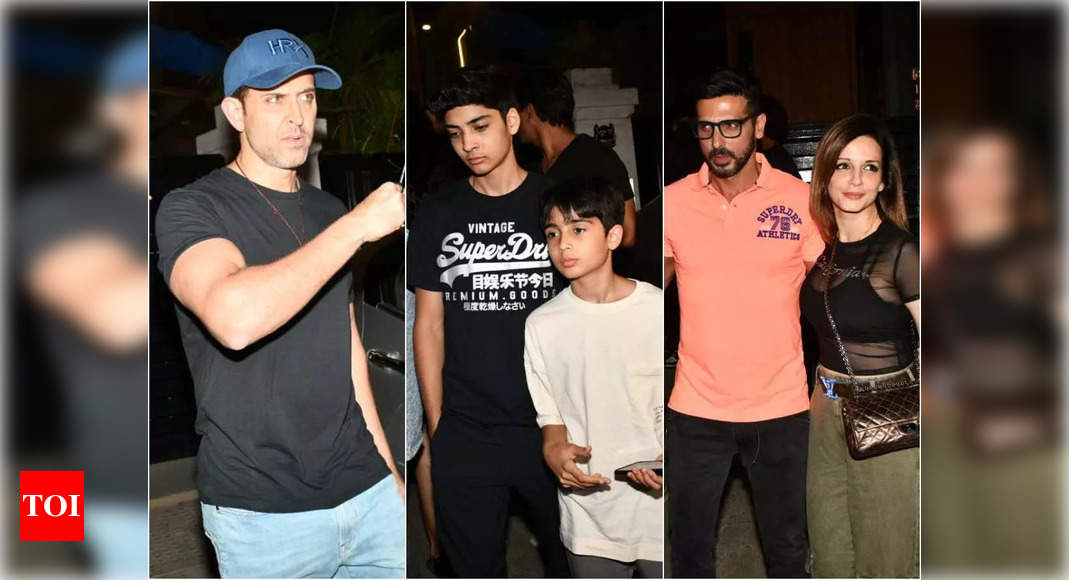 Hrithik Roshan, sons Hrehaan and Hridhaan dine with Sussanne Khan, Arslan Goni, Zayed Khan and family members – Times of India