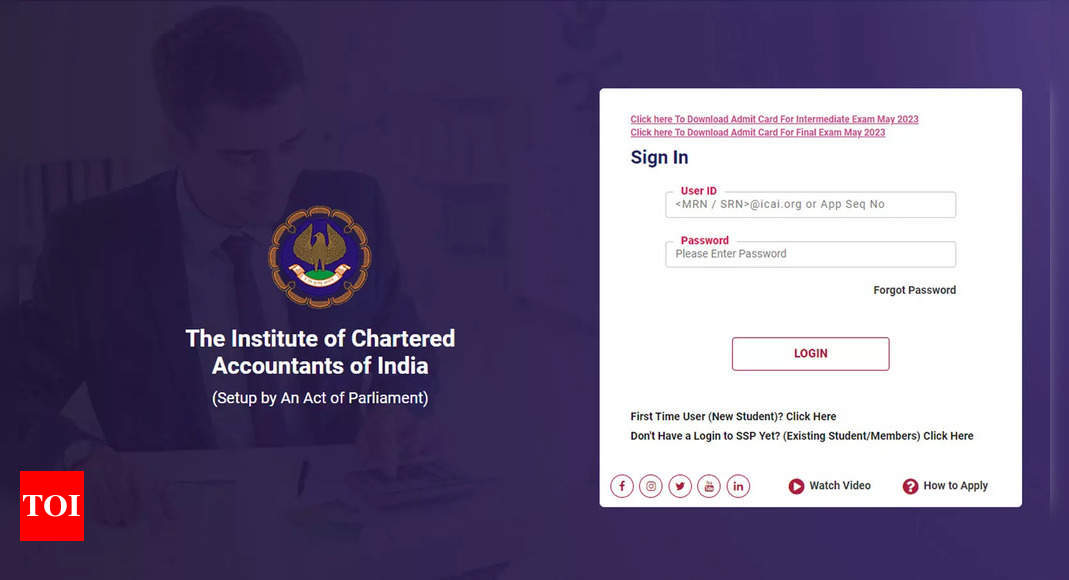 ICAI Admit Card May 2023 for CA Inter and Final Exams released on eservices.icai.org – Times of India