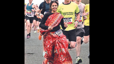 Wearing sari, Odia woman runs 42-km Manchester marathon