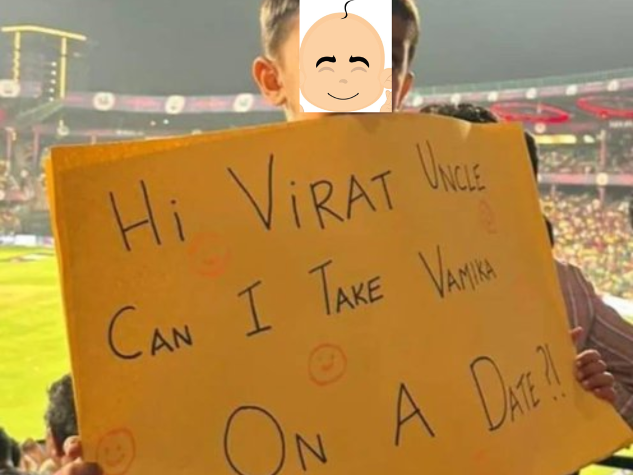 Cute" boy holding placard asking Virat Kohli's permission to take his  daughter on date angers netizens - Times of India