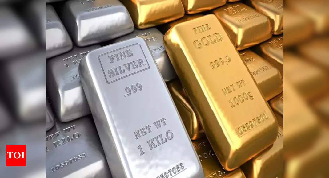 Gold falls Rs 180; silver declines Rs 240 – Times of India