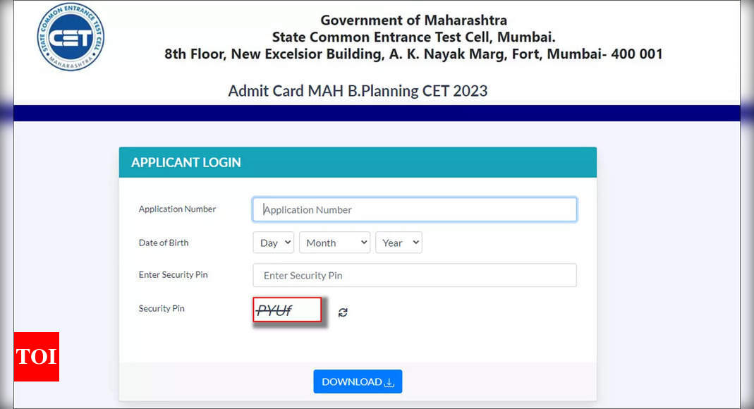 MAH CET B.Planning admit card 2023 released; download here – Times of India