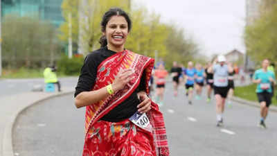 WATCH: UK-based Odisha woman goes viral with saree-clad marathon run