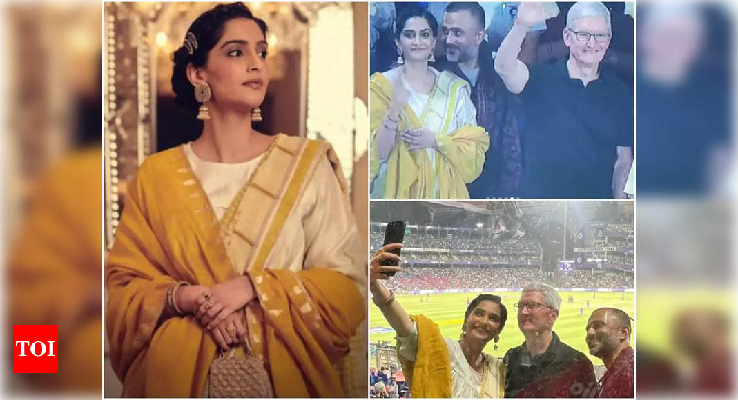 Sonam Kapoor decks up in a linen saree and vintage jewels for a cricket match outing with Tim Cook; shares selfies from the stadium – Times of India
