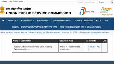 NDA/NA 2 Result 2022: Marks of 538 recommended candidates released ...