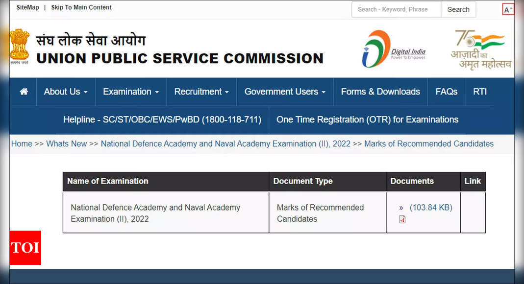 NDA/NA 2 Result 2022: Marks of 538 recommended candidates released, Anurag Sangwan tops with 1058; download here – Times of India