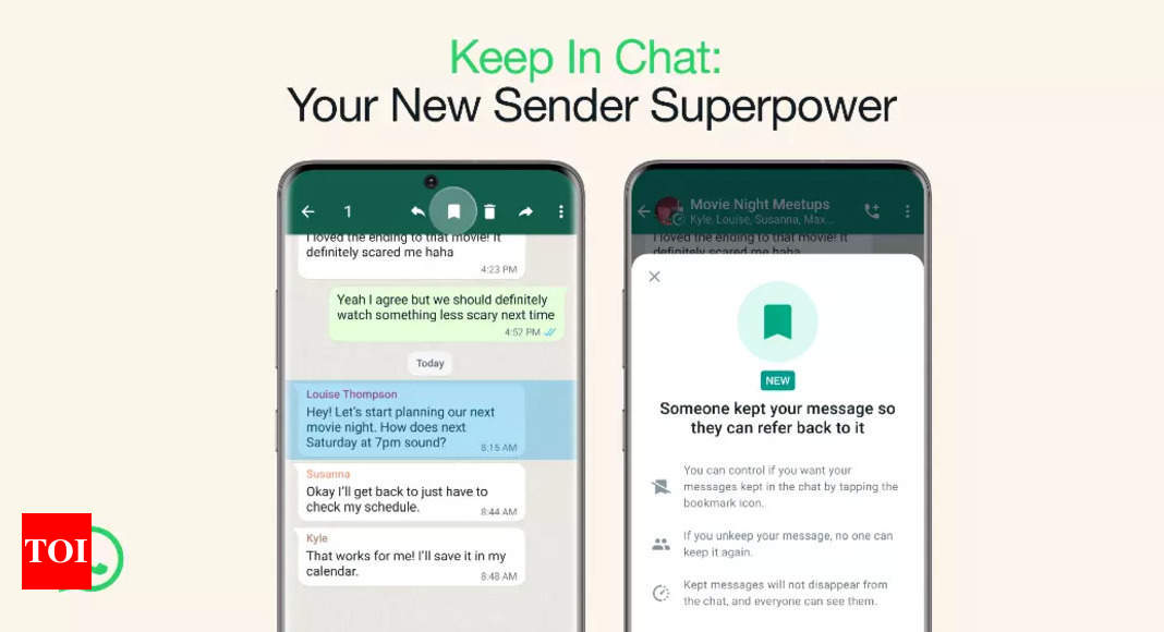 Keep In Chat: WhatsApp’s new feature will let you retain Disappearing Messages – Times of India
