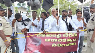 Tension prevails amid protest as TDP chief Chandrababu Naidu visits Andhra's Prakasam