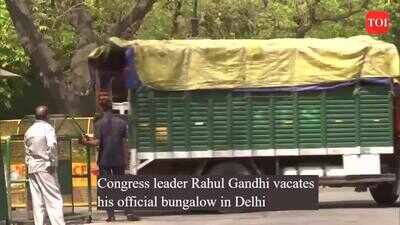 Congress leader Rahul Gandhi vacates his official bungalow in Delhi