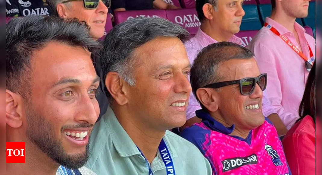 ‘In the Pink corner today’: Rahul Dravid attends RCB-RR clash | Cricket News – Times of India