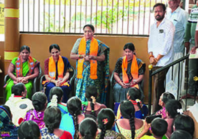 CM’s son, wife canvass in Shiggaon