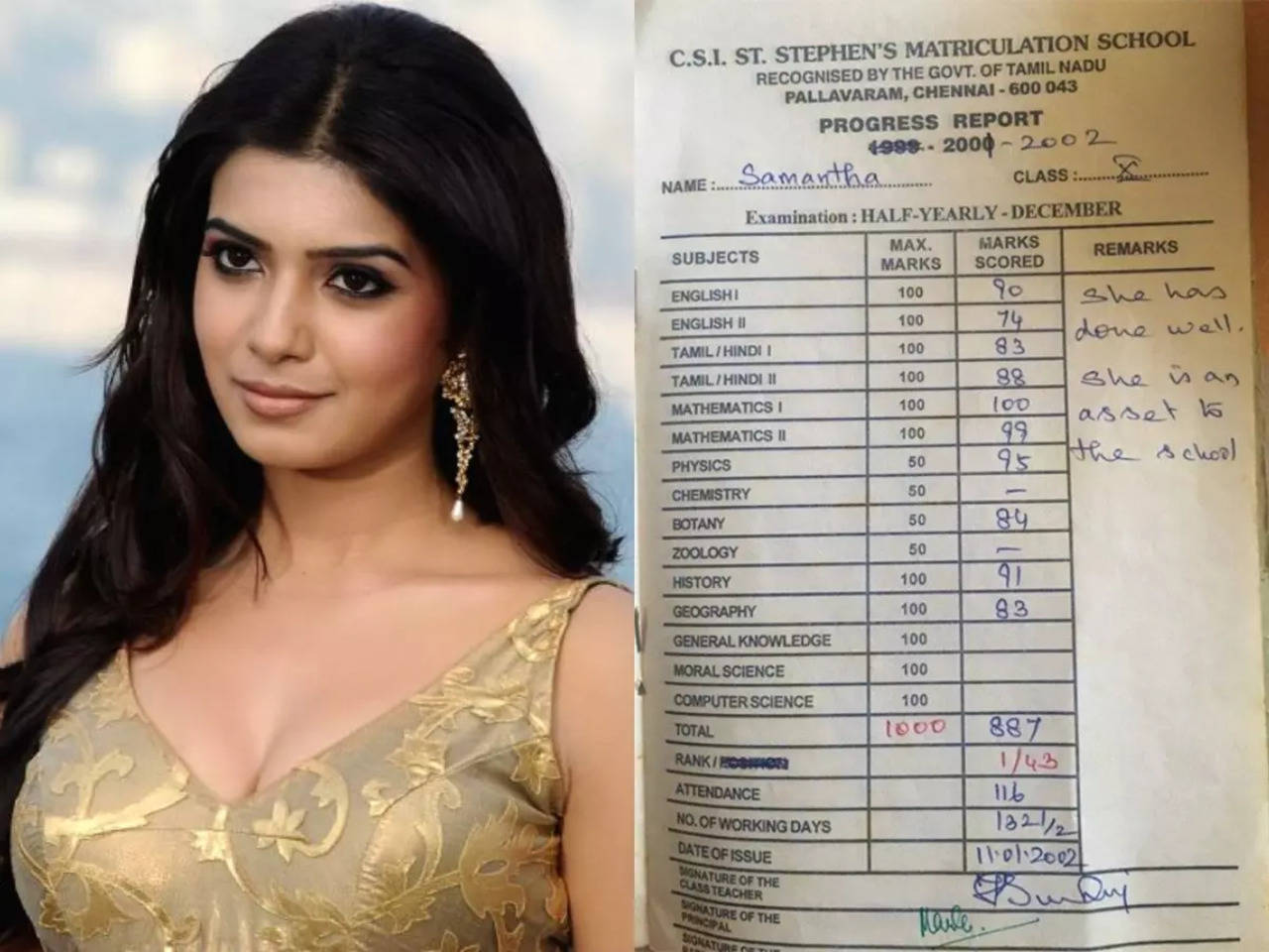 Gauri Khan Xxx - Samantha Ruth Prabhu's report card from class ten goes viral; actress  responds | Telugu Movie News - Times of India