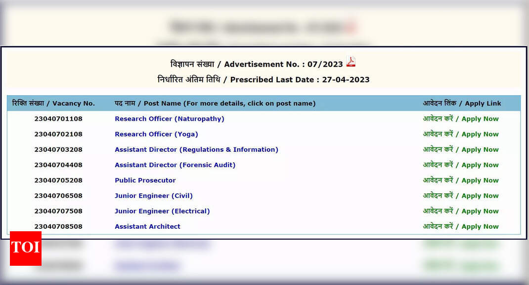 UPSC Recruitment 2023: Last date to register for JE, Public Prosecutor and others on upsc.gov.in – Times of India