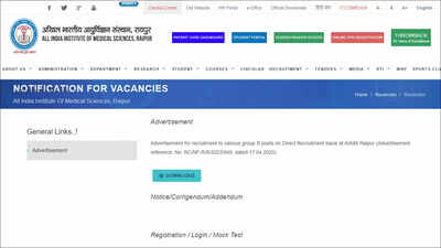 AIIMS Raipur Group B Recruitment 2023: Last date to apply May 20, direct link