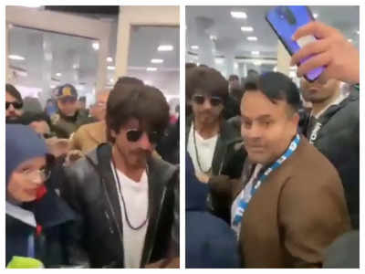 Fans mob Shah Rukh Khan for selfies at Srinagar airport-Watch