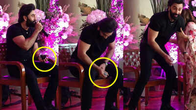 Oops! Ranbir Kapoor accidentally spills a cup of hot coffee all over his pants at an event; netizens say 'Idhar bhi over acting'