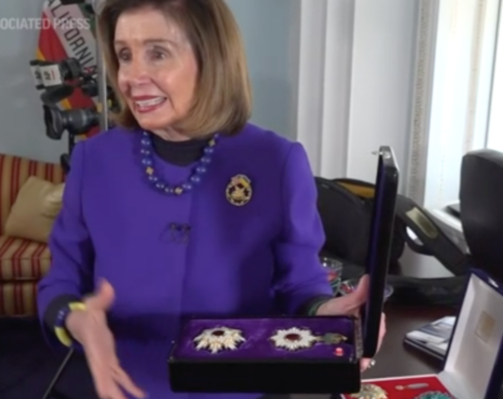 
Former US House Speaker Nancy Pelosi shows off new office adorned with honours
