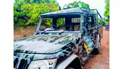 Wild elephant damages forest dept vehicle