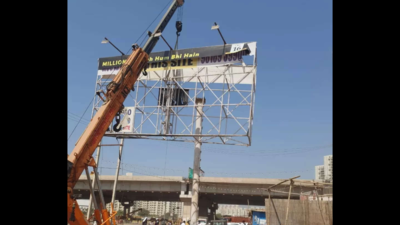 69 illegal advertisements unipoles uprooted in Gurgaon this year