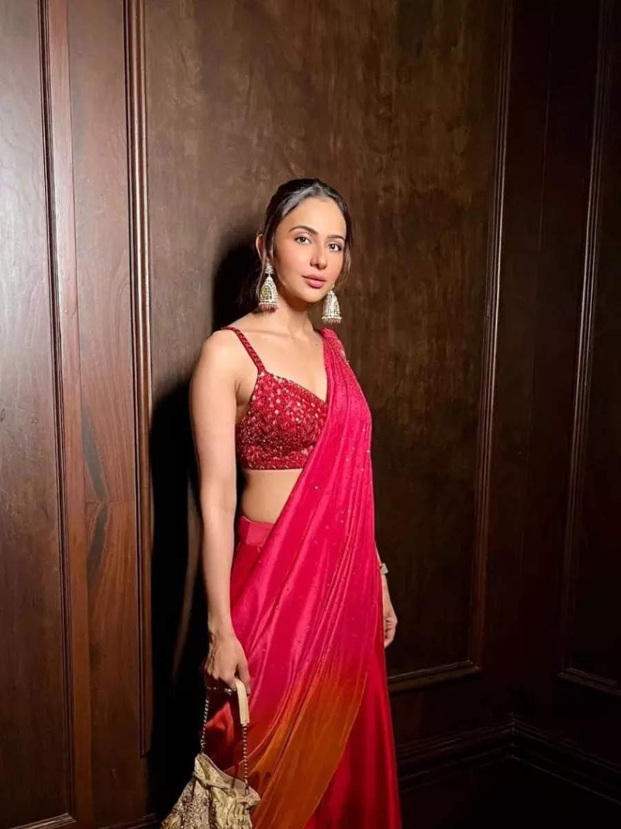 Rakul Preet Singh Looks Graceful In A Classic Red Saree Toiphotogallery 4906