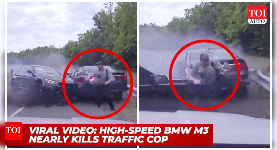 Watch BMW M3 loses control, crashes into 7series, nearly kills