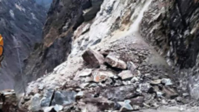 Massive landslide near Helang blocks Badrinath highway | Dehradun News ...