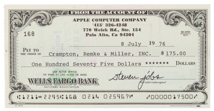 A cheque signed by Steve Jobs fetched over $100k at an auction