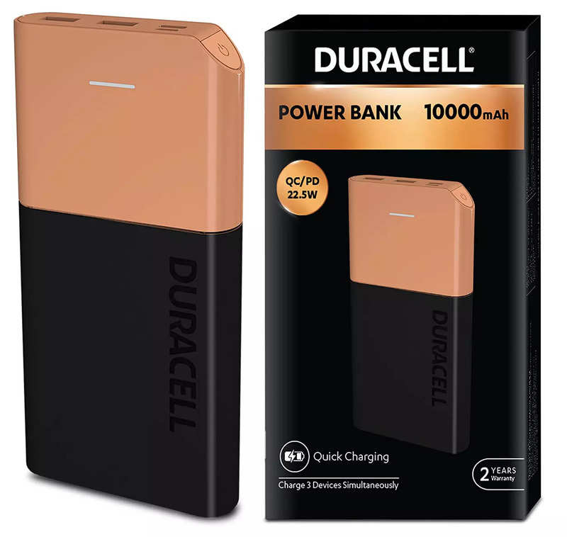 Duracell 10000 mAh Power Bank 22.5 W, Fast Charging, Lithium-ion