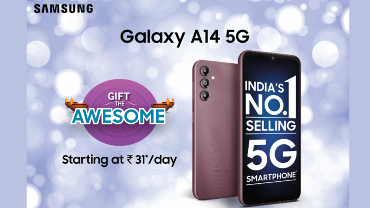 Samsung's festive magic is filled with offers & delight! #GiftTheAwesome Galaxy A14 5G to your loved ones @ Rs. 31/day