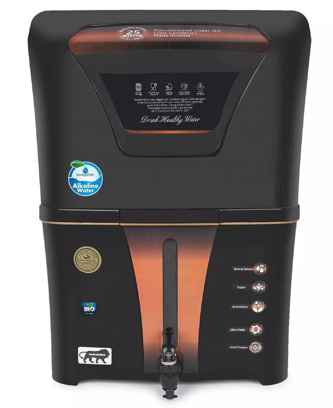 Compare Aqua D Pure Copper + Alkaline RO 12 Liter Water Purifier (Black ...