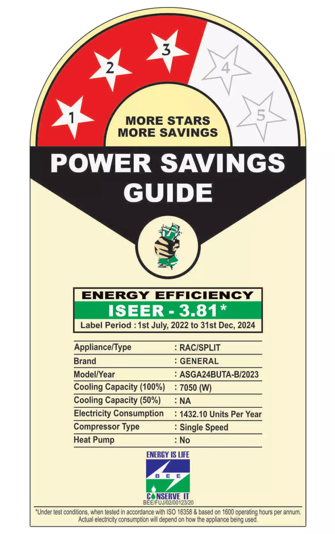 O General Buta ASGA24BUTA-B 2023 Model 2 Ton 3 Star Split AC Online at ...