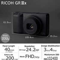 Ricoh GR IIIx 24MP Digital Compact Camera with APS-C Size CMOS