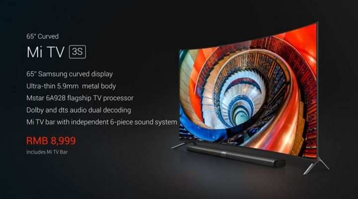 Xiaomi launches 65-inch curved Mi TV 3S in China with Dolby DTS audio