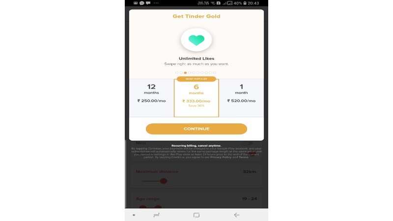 Tinder plus monthly price