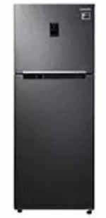 black fridge with stainless handles