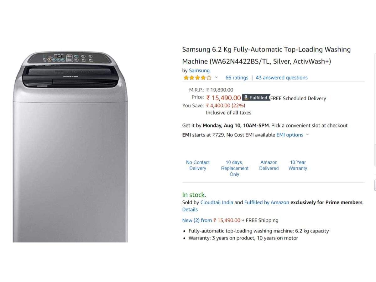 washing machine samsung 6.2 kg