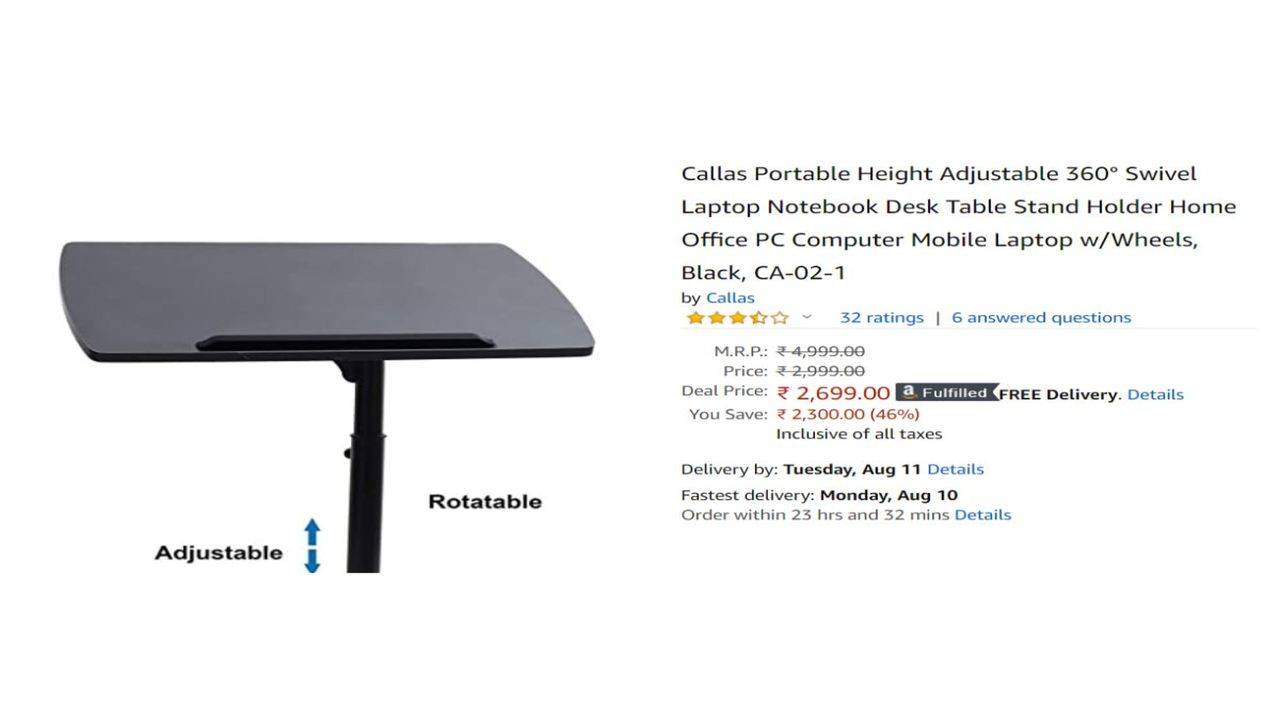 callas portable height adjustable 360