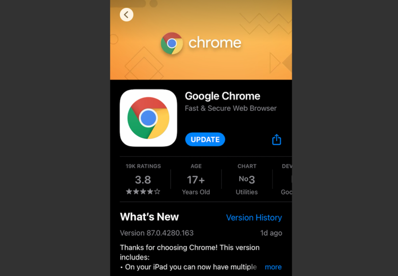 is there a google chrome app for iphone