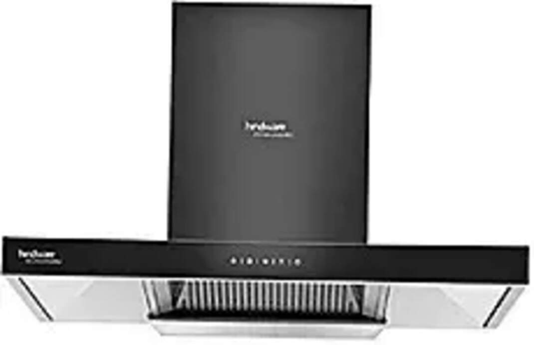 Compare Hindware 75cm Auto Clean Chimney, Black Auto Clean Wall Mounted