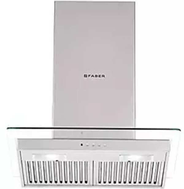 Faber Hood Glassy 3D T2S2 LTW 60 Wall Mounted Chimney (Silver 1095 CMH