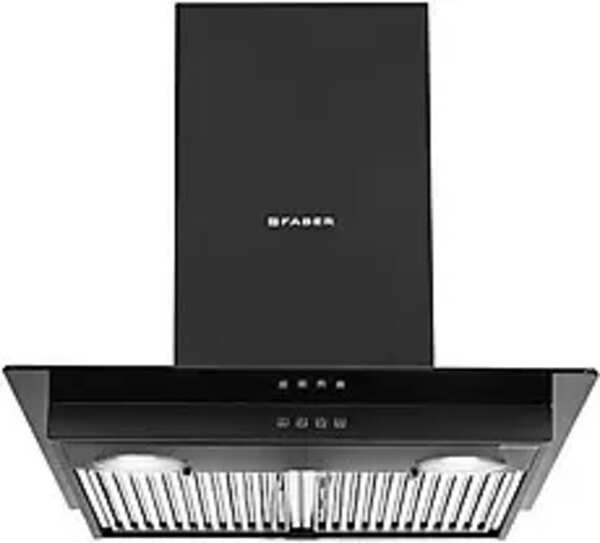 Faber Hood Glassy 3D T2S2 BK LTW 60 1095 Wall Mounted Chimney (Black