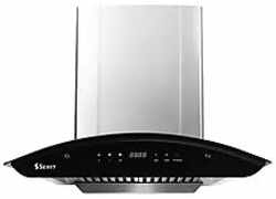 Seavy 60cm 2 Baffle Filter with SS Oil Cup, Touch Control Auto Clean Chimney (Ciaz SS 60,1200 m3/hr, Steel/Grey